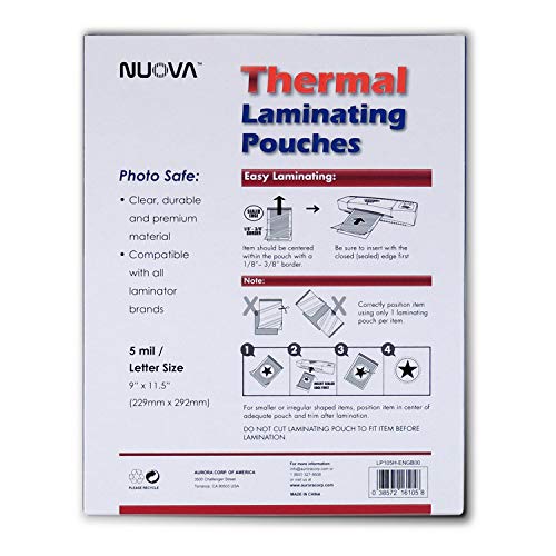 AURORA Nuova 100-Pack, 5 Mil Thermal Laminating Pouches 9 x 11.5 Inches, Letter Size, LP105H - Image 2