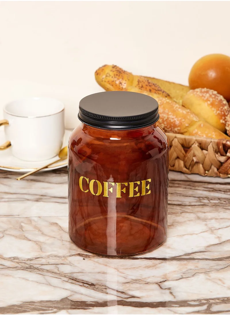 Noire Edit 15Cm Glass Storage Jar 'Coffee' - Vintage Amber Gold