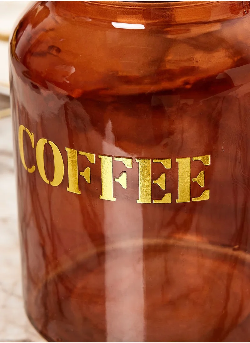 Noire Edit 15Cm Glass Storage Jar 'Coffee' - Vintage Amber Gold