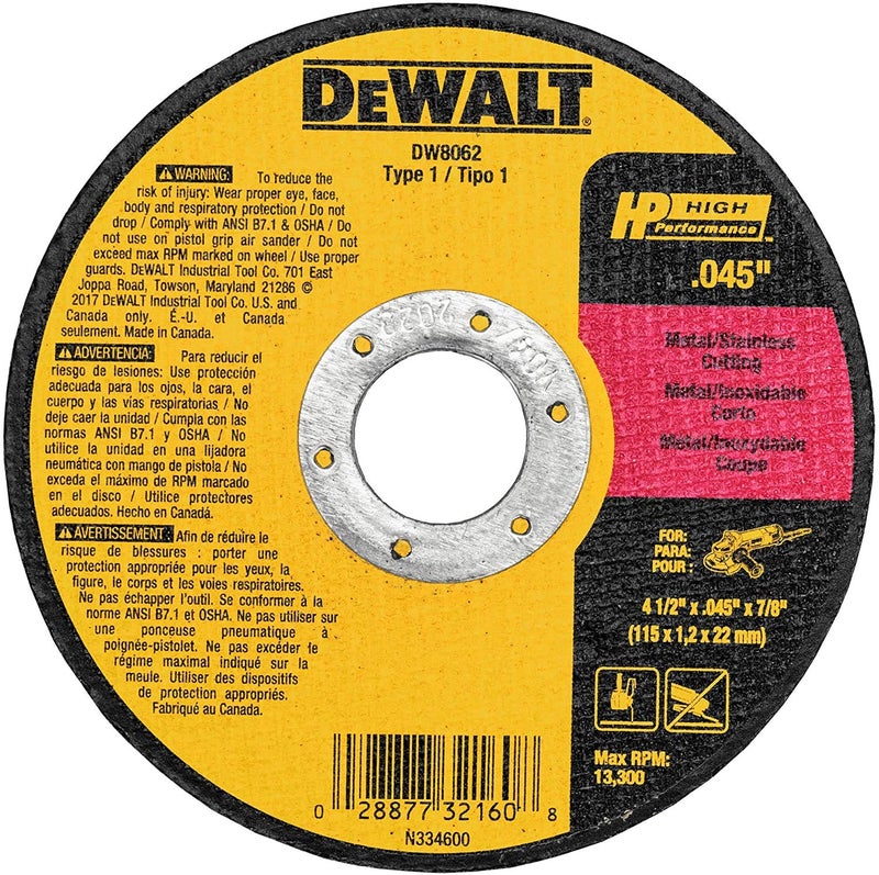 DEWALT Cutting Wheel, General Purpose Metal Cutting, 4-1/2-Inch, 5-Pack (DW8062B5) - Image 2