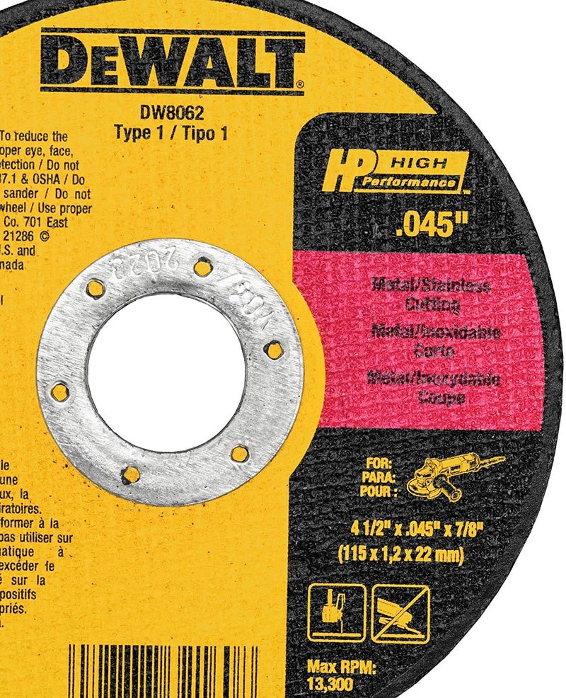 DEWALT Cutting Wheel, General Purpose Metal Cutting, 4-1/2-Inch, 5-Pack (DW8062B5) - Image 3