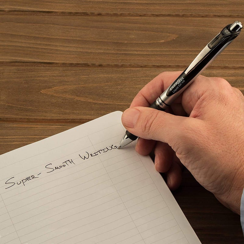 Pentel قلم جل إينرجيل BL417 مع عبوات إعادة التعبئة | حبر يجف بسرعة ومقاوم للتلطيخ | طرف معدني ناعم 0.7 مم | مجموعة من 5 أقلام و10 عبوات LR7، حبر أزرق - Image 5