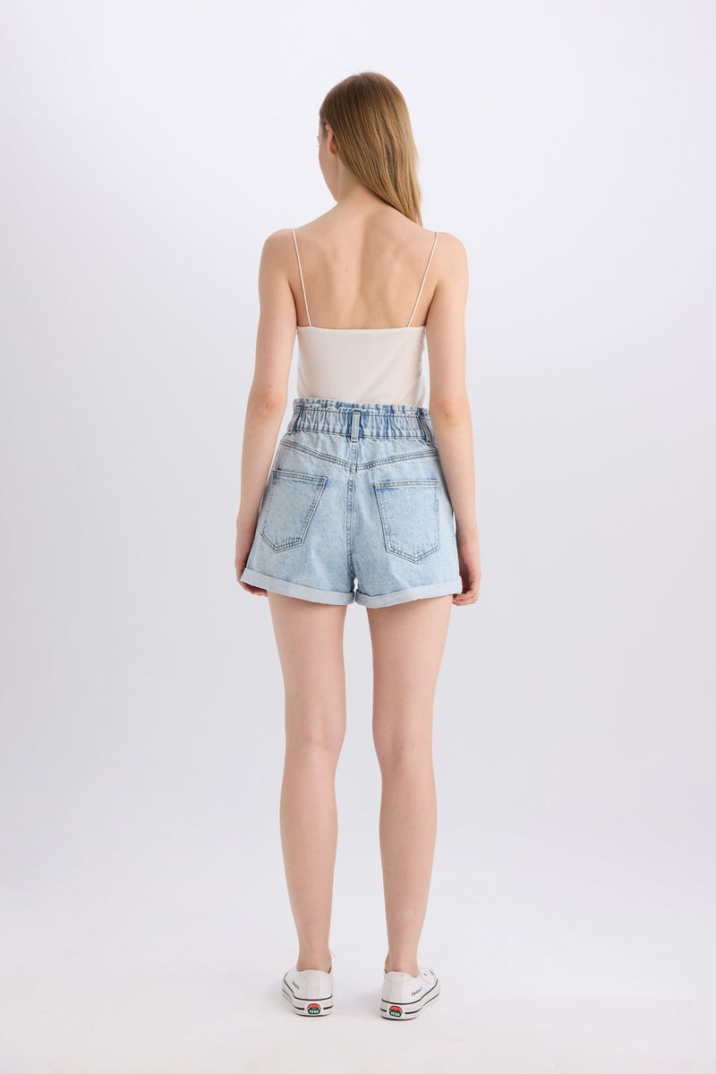 DeFacto Woman Paperbag Fit Jean High waist Folded Leg Shorts - Image 5