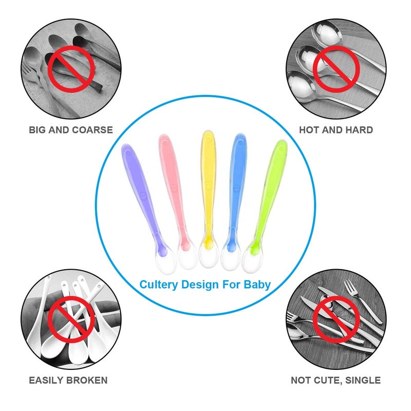 Vicloon Silicone Spoons - 5 Pcs Soft Training Feeding Spoons for First Stage Baby and Infant, Baby Led Weaning, Gum-Friendly, BPA Free, Dishwasher Safe - Image 4
