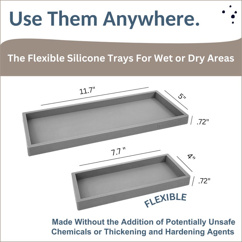 Spacewiser Countertop and Vanity Tray - 2 PC (11â€ and 7â€) Shatterproof Silicone Kitchen and Bathroom Trays for Counter, Kitchen Soap Dispenser Tray, Vanity Trays for Bathroom, Perfume Key Tray - Image 4