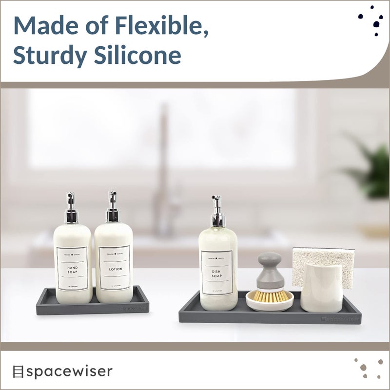 Spacewiser Countertop and Vanity Tray - 2 PC (11â€ and 7â€) Shatterproof Silicone Kitchen and Bathroom Trays for Counter, Kitchen Soap Dispenser Tray, Vanity Trays for Bathroom, Perfume Key Tray - Image 2