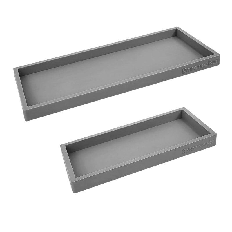 Spacewiser Countertop and Vanity Tray - 2 PC (11â€ and 7â€) Shatterproof Silicone Kitchen and Bathroom Trays for Counter, Kitchen Soap Dispenser Tray, Vanity Trays for Bathroom, Perfume Key Tray - Image 1