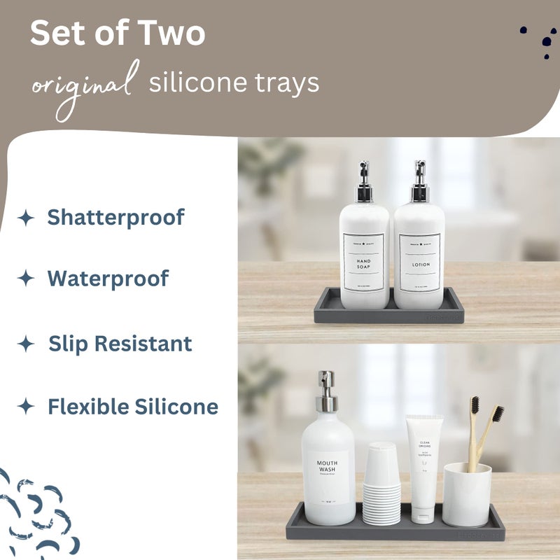 Spacewiser Countertop and Vanity Tray - 2 PC (11â€ and 7â€) Shatterproof Silicone Kitchen and Bathroom Trays for Counter, Kitchen Soap Dispenser Tray, Vanity Trays for Bathroom, Perfume Key Tray - Image 3