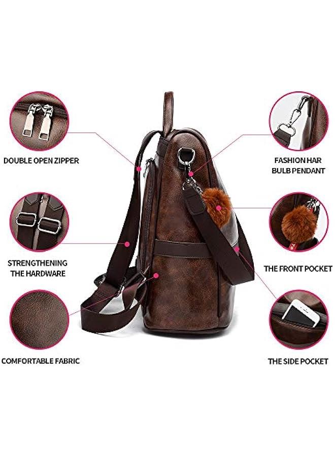 Arabest Women Backpack Purse PU Leather Anti-theft Casual Shoulder Bag Fashion Ladies Satchel Bags - Image 5