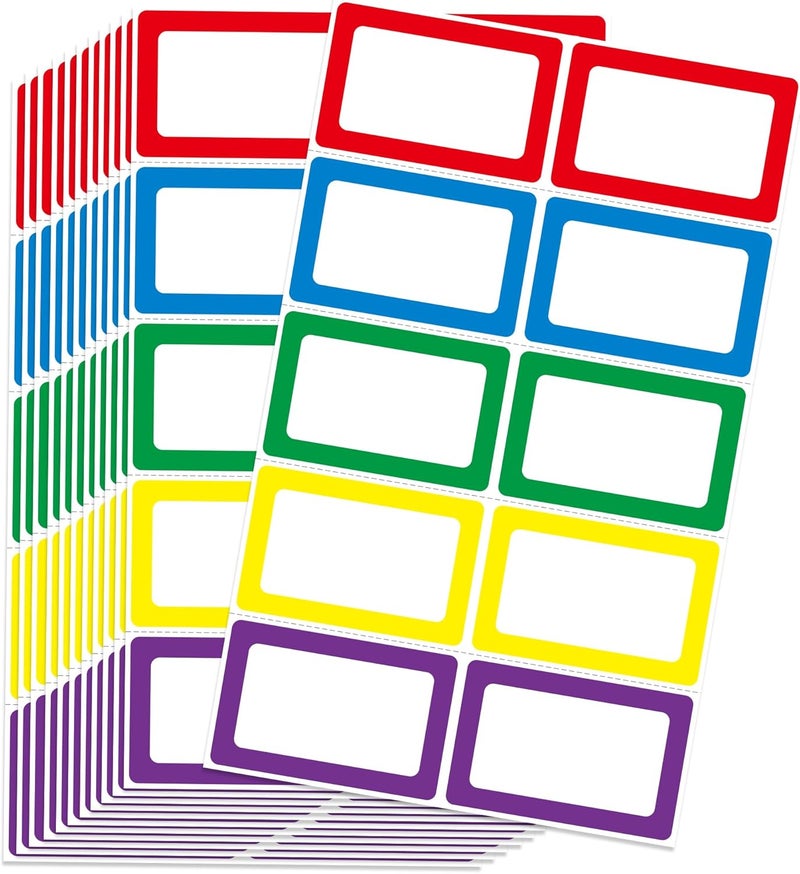 ملصقات أسماء - 3.5" × 2.25" ملصقات فارغة بألوان 5 (200 ملصق) - Image 1