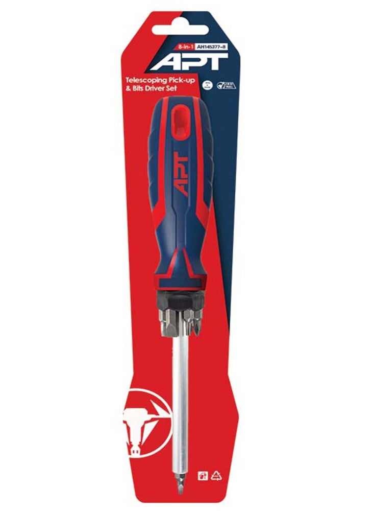 Apt Screwdriver Telescoping Pick-up and Driver Bits Set 8 in 1 