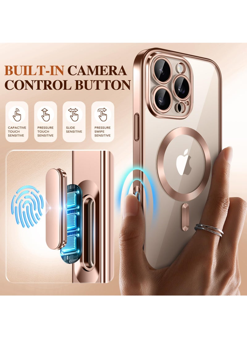 BERFY Magnetic for iPhone 16 Pro Case Compatible with Magsafe Built-in 9H Tempered Glass Screen Protector & Upgraded Camera Protection Full-Body Plating Phone Case for 16 Pro 6.3" Desert Gold  - Image 2