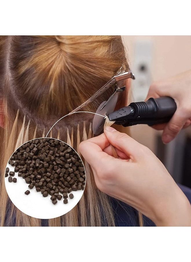 REOU Italian Keratin Glue Hair Adhesive Beads for Hot Fusion Nail/I Tip Hair Extensions 80g- Brown  - Image 2