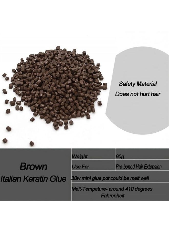 REOU Italian Keratin Glue Hair Adhesive Beads for Hot Fusion Nail/I Tip Hair Extensions 80g- Brown  - Image 3