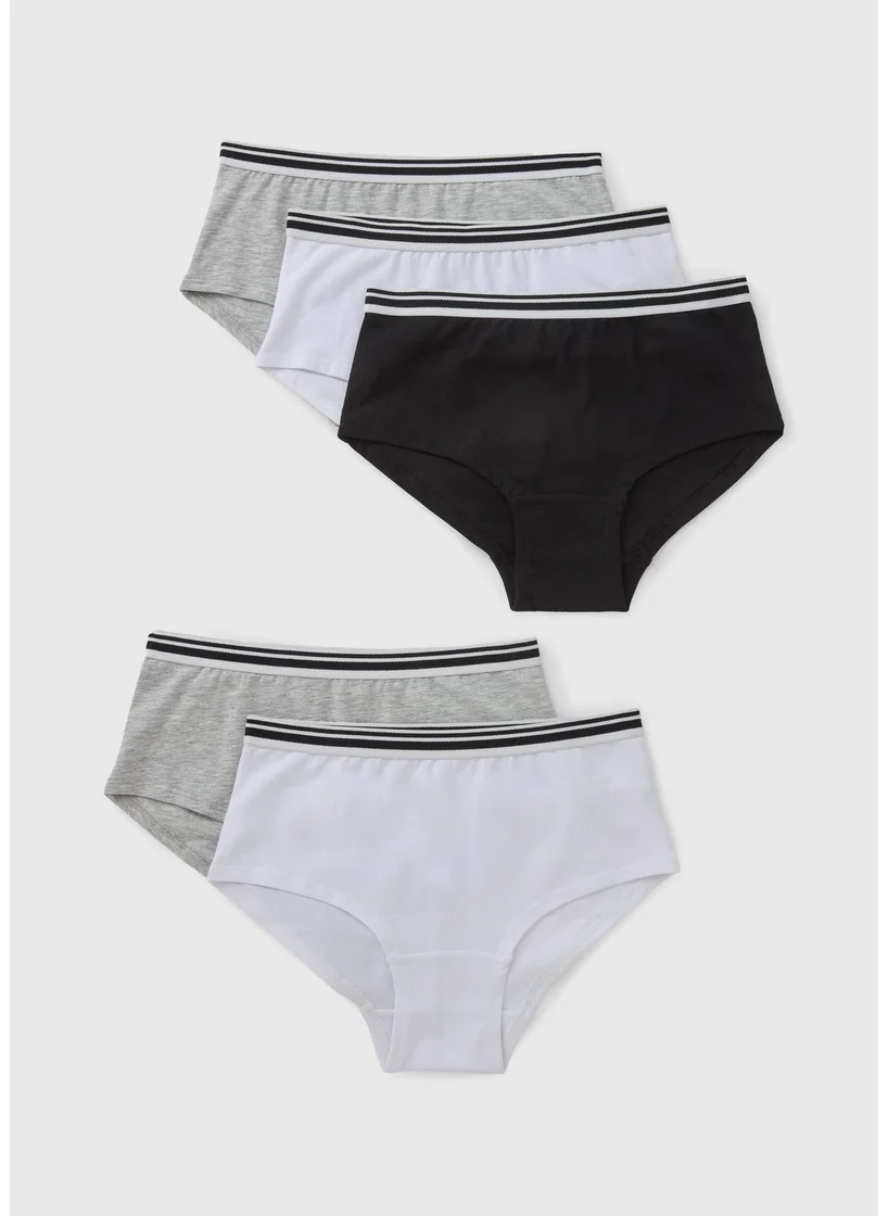 Matalan 5 Pack Girls Multicolour Mono Hipster Briefs