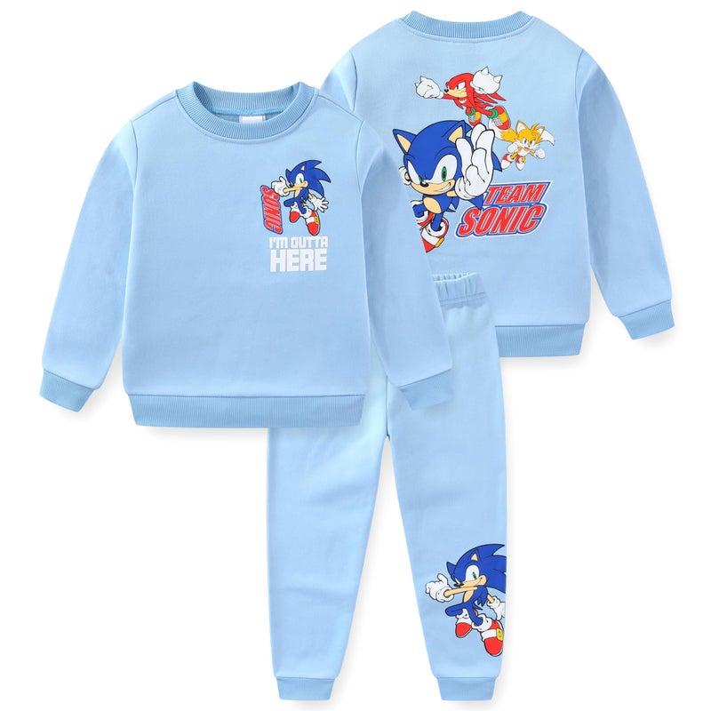 SEGA Sonic the Hedgehog Boys Crewneck Sweatshirt and Pants Set 2 Piece for Toddler and Big Kids - Image 1