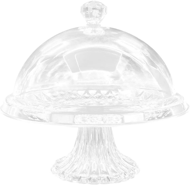Yardwe 1 Set Cake Plate with Dome Footed Pastry Service Stand Acrylic Food Plate Lid Cupcake Stand Cake Plate Server Baking Cake Dessert Display Platter Cover - Image 1