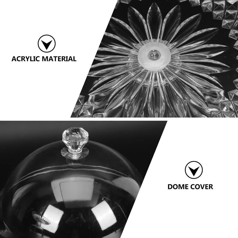 Yardwe 1 Set Cake Plate with Dome Footed Pastry Service Stand Acrylic Food Plate Lid Cupcake Stand Cake Plate Server Baking Cake Dessert Display Platter Cover - Image 5