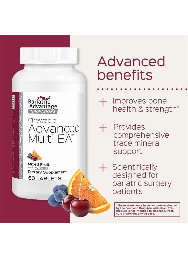 Bariatric Advantage - Chewable Advanced Multi EA, High Potency Daily Multivitamin for Bariatric Surgery Patients Including Gastric Bypass, Sleeve Gastrectomy, and DS - Mixed Fruit, 60 Count - Image 1