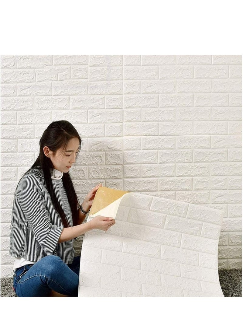 LINGWEI 50PCS PE Foam 3D Wall Tile Pattern Self Adhesive Anti Collision Waterproof Wall Sticker - Image 1