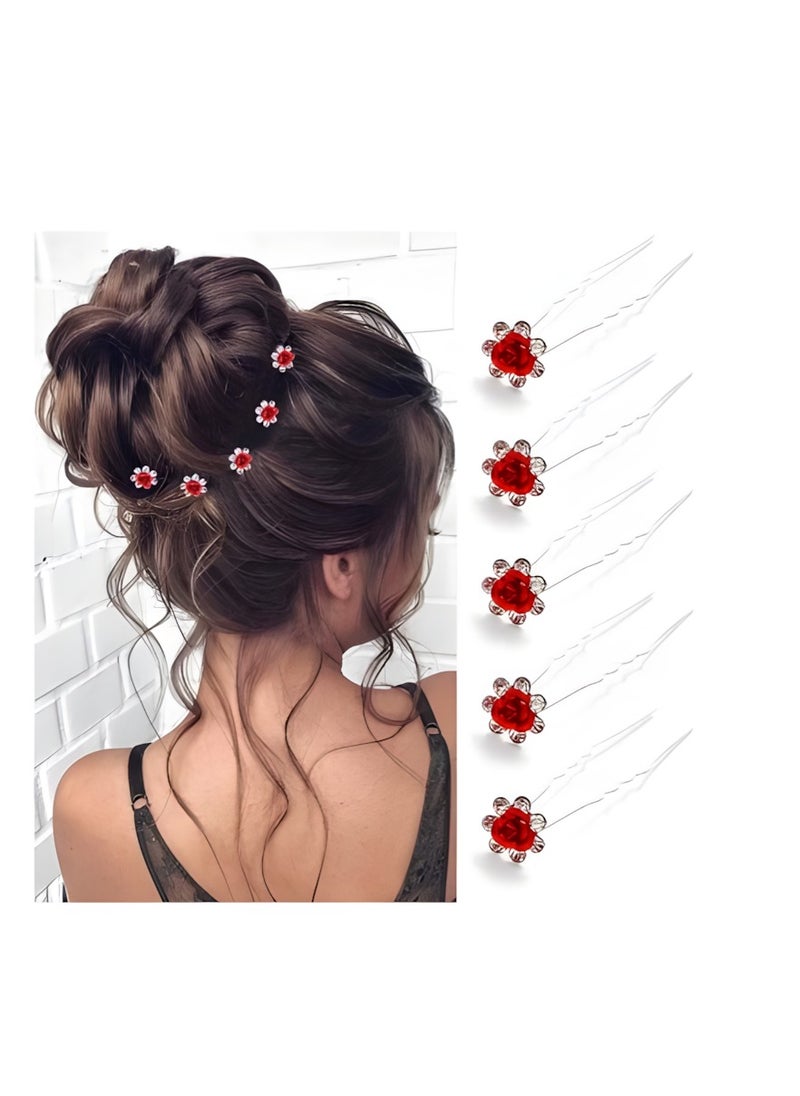 Vergali - 20 PCS U Shaped Chignon, Rose Flower Bobby Pins Metal Floral Hairpins, Hair Pins Vintage Hair Forks Metal U Shaped Chignon, Suitable for Brides, Girl, Women, Flower Girl - Image 1