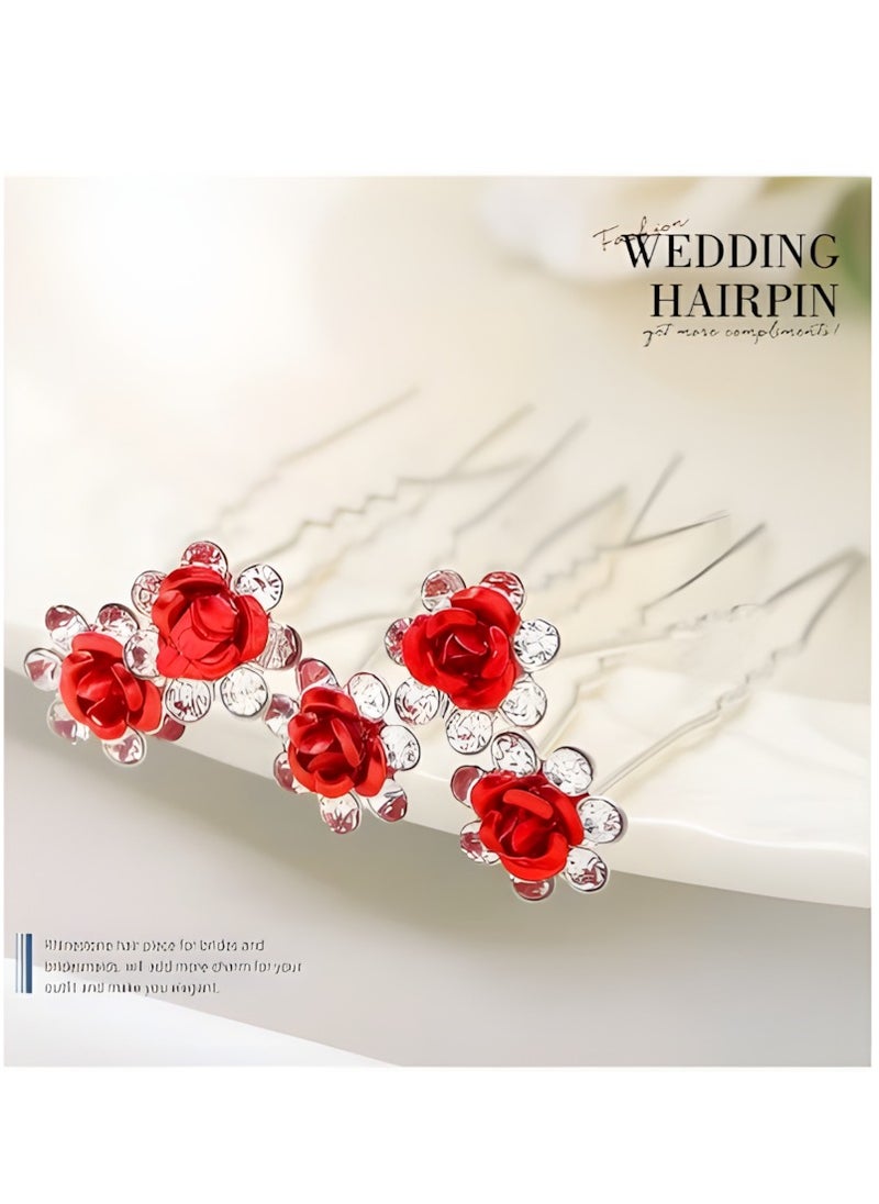 Vergali - 20 PCS U Shaped Chignon, Rose Flower Bobby Pins Metal Floral Hairpins, Hair Pins Vintage Hair Forks Metal U Shaped Chignon, Suitable for Brides, Girl, Women, Flower Girl - Image 1
