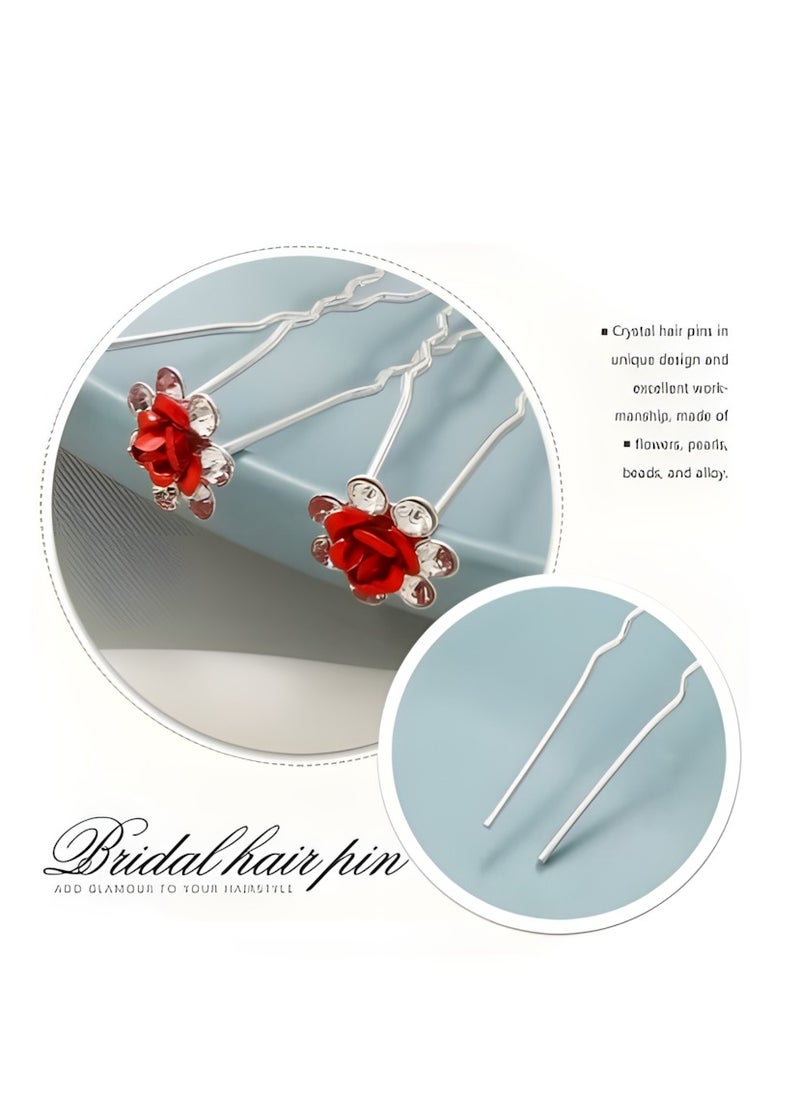 Vergali - 20 PCS U Shaped Chignon, Rose Flower Bobby Pins Metal Floral Hairpins, Hair Pins Vintage Hair Forks Metal U Shaped Chignon, Suitable for Brides, Girl, Women, Flower Girl - Image 1