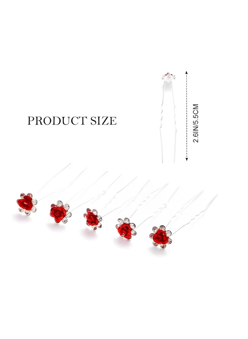 Vergali - 20 PCS U Shaped Chignon, Rose Flower Bobby Pins Metal Floral Hairpins, Hair Pins Vintage Hair Forks Metal U Shaped Chignon, Suitable for Brides, Girl, Women, Flower Girl - Image 1