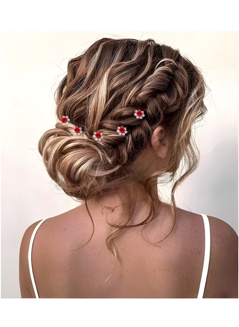 Vergali - 20 PCS U Shaped Chignon, Rose Flower Bobby Pins Metal Floral Hairpins, Hair Pins Vintage Hair Forks Metal U Shaped Chignon, Suitable for Brides, Girl, Women, Flower Girl - Image 1