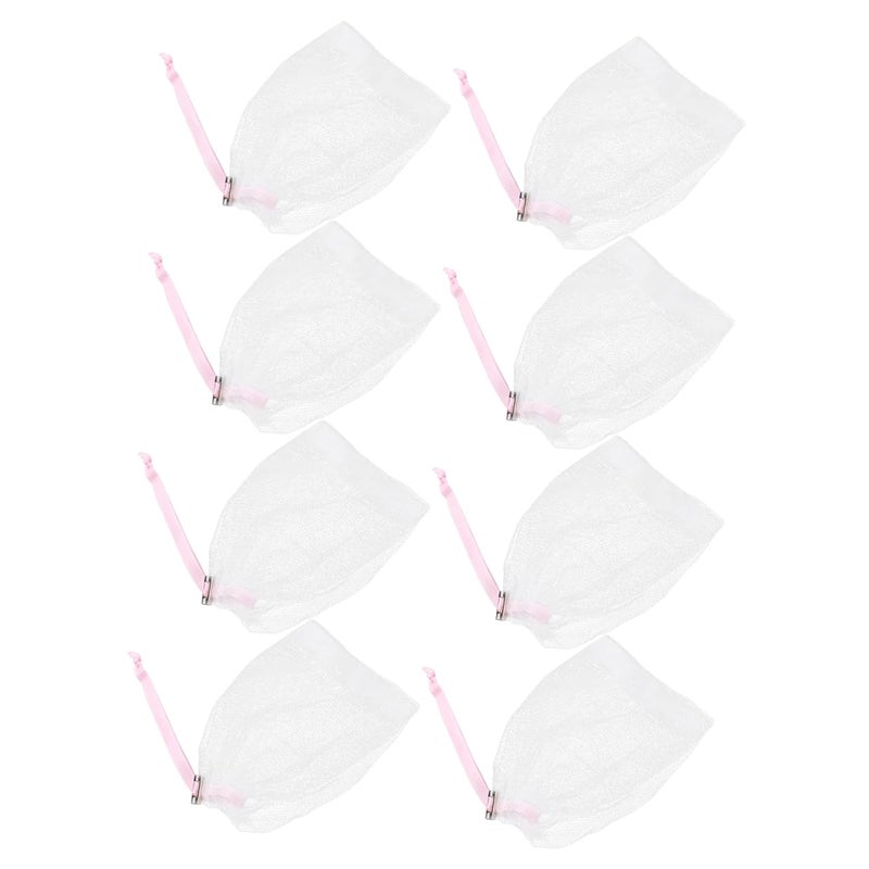Pink 8Pcs Exfoliating Soap Net Bag Facial Cleansing Foaming Mesh Holder - Image 1