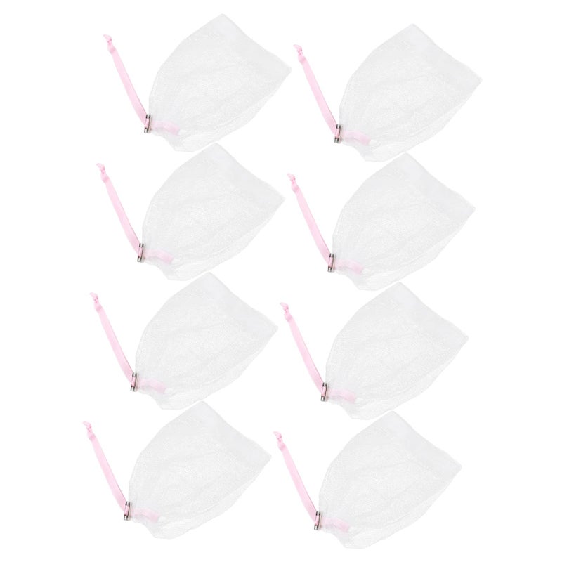 Pink 8Pcs Exfoliating Soap Net Bag Facial Cleansing Foaming Mesh Holder - Image 2