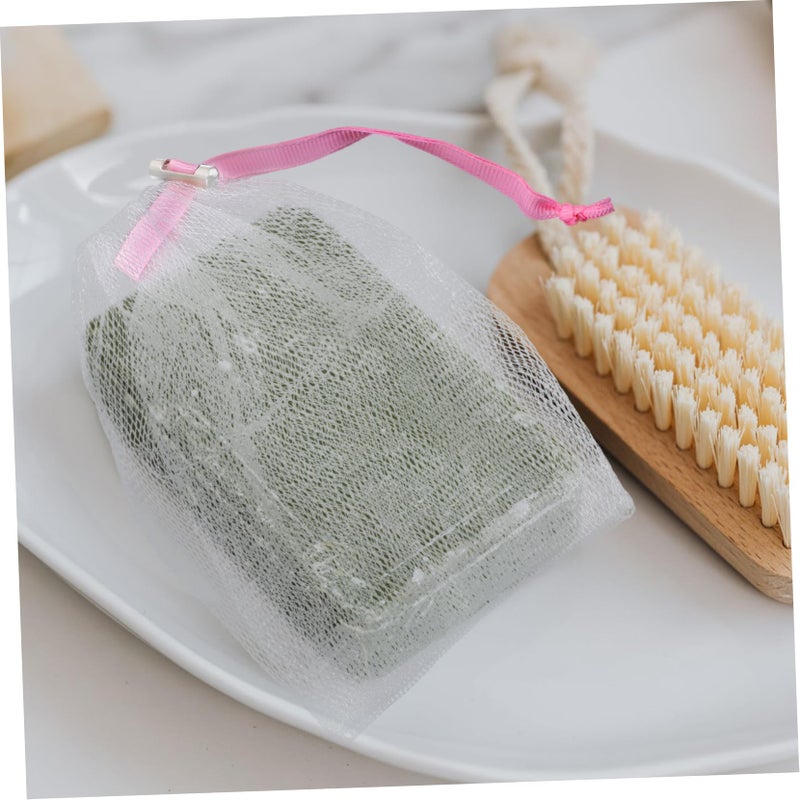 Pink 8Pcs Exfoliating Soap Net Bag Facial Cleansing Foaming Mesh Holder - Image 4