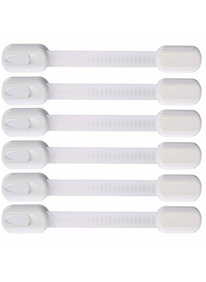 vmaisi 6 Pack Multi-Use Adhesive Straps Locks - Childproofing Baby Proofing Cabinet Latches for Drawers, Fridge, Dishwasher, Toilet Seat, Cupboard, Oven,Trash Can, No Drilling (White) (6) - Image 1