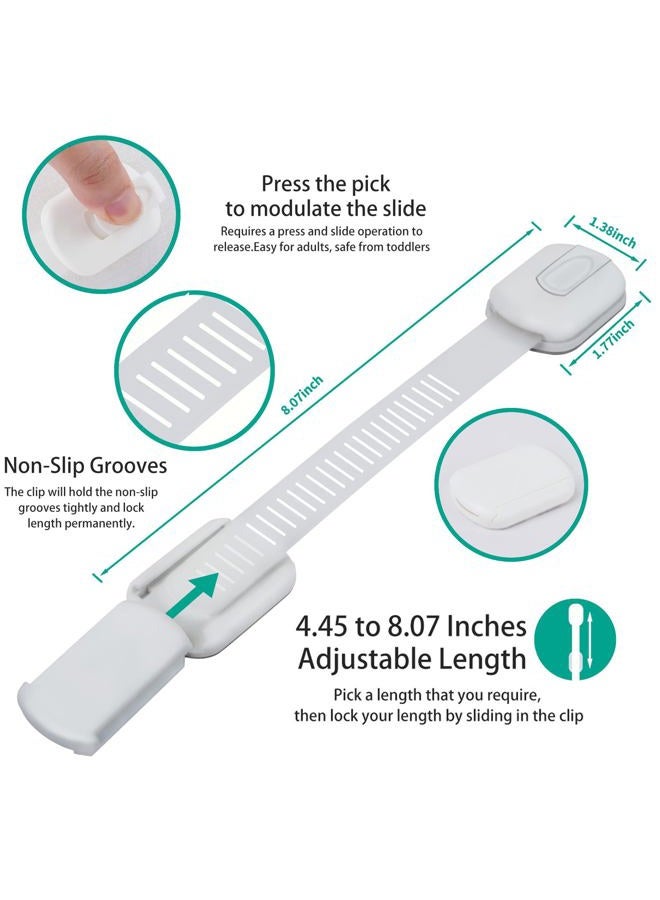 vmaisi 6 Pack Multi-Use Adhesive Straps Locks - Childproofing Baby Proofing Cabinet Latches for Drawers, Fridge, Dishwasher, Toilet Seat, Cupboard, Oven,Trash Can, No Drilling (White) (6) - Image 2