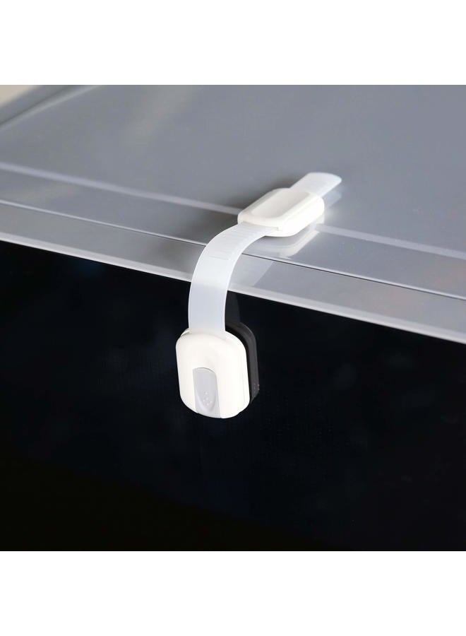 vmaisi 6 Pack Multi-Use Adhesive Straps Locks - Childproofing Baby Proofing Cabinet Latches for Drawers, Fridge, Dishwasher, Toilet Seat, Cupboard, Oven,Trash Can, No Drilling (White) (6) - Image 3