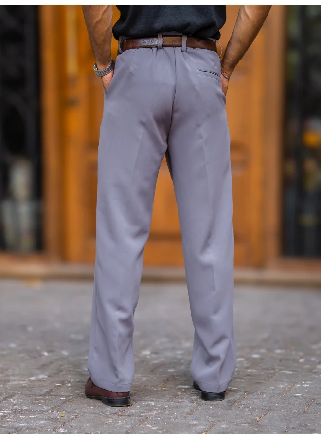 Maniac  Maniac Mens Solid Light Grey Woven Fabric Korean Trouser for Men | Best Price UAE
