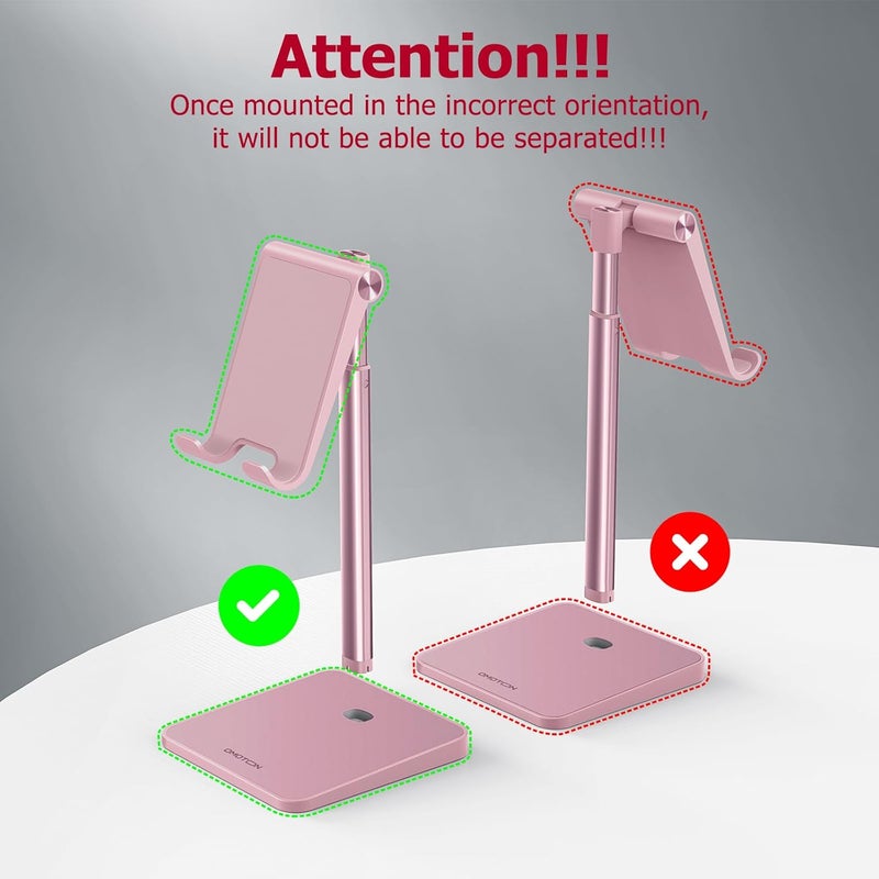 Omoton Cell Phone Stand, Adjustable Angle Height Desk Phone Dock Holder for iPhone SE 2/11 / 11 Pro/XS Max/XR, Samsung Galaxy S20 / S10 / S9 / S8 and Other Phones (3.5-7.0-Inch), Rose Gold - Image 3