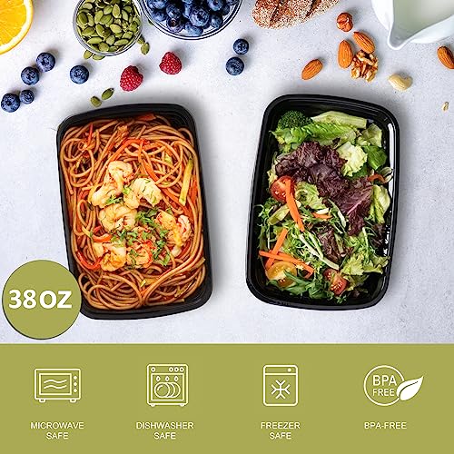 Ezalia 30 Pack Meal Prep Containers 38oz, Plastic To Go Food Containers with Lids, BPA-Free, Microwave/Dishwasher/Freezer Safe - Image 2