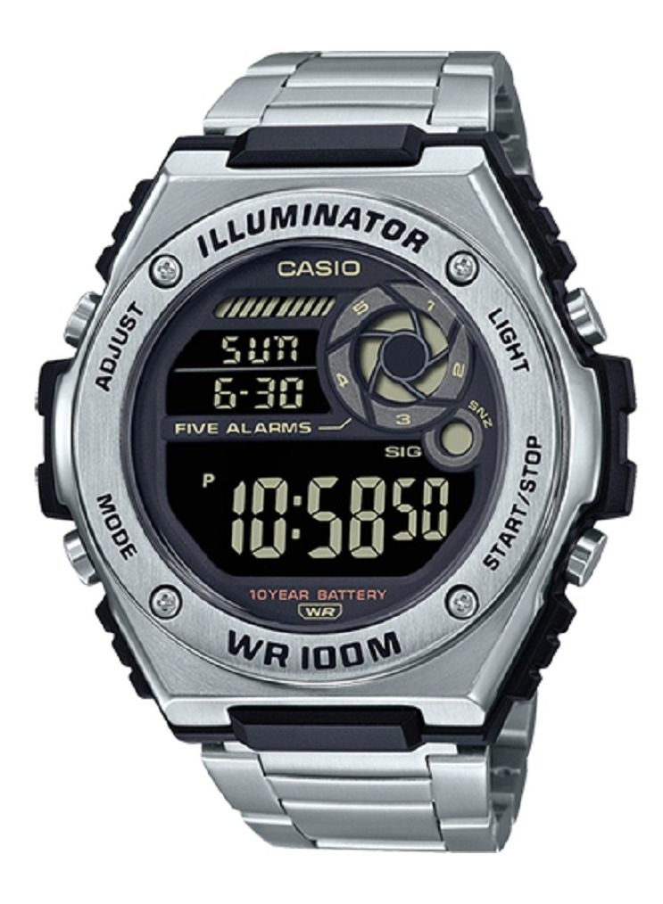 Casio Men Watch Digital Back Dial Stainless Steel Band MWD-100HD-1BVDF - Image 1