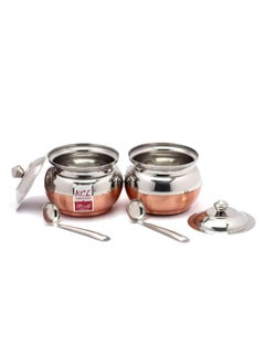 KCL KCL Stainless Steel - Ghee Pot Set With Spoon | Copper Coated Base | Traditional Oil & Ghee Storage Container With Spoon & Lid | Multipurpose Container Set | Must Have Kitchen Essential | 300ml  - Image 2