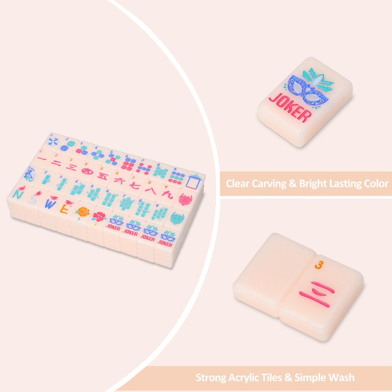 Jongyance American Mahjong Tile Set with Carrying Bag and Accessories, 160 Acrylic Engraved Mahjong Tiles for Beginners - Image 5