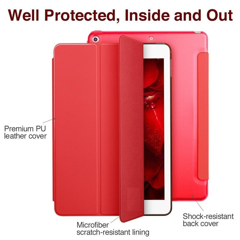 Moca Compatible Smart flip Cover case for Apple iPad 9.7 inch 2017 2018 iPad 5th 6th Generation A1893 A1954 A1822 A1823 Smart case Cover (Red) - Image 4