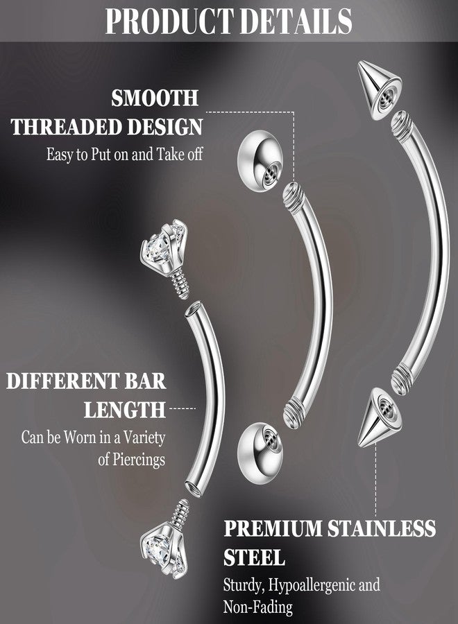 NICEIGHT 12Pcs 16G 18G Surgical Steel Eyebrow Piercing Jewelry for Women Men Small Curved Barbell Rings Vertical Labret Lip Jewelry Ear Rook Helix Daith Ring 6-12MM with 12Pcs Replacement Balls 18G-S - Image 4