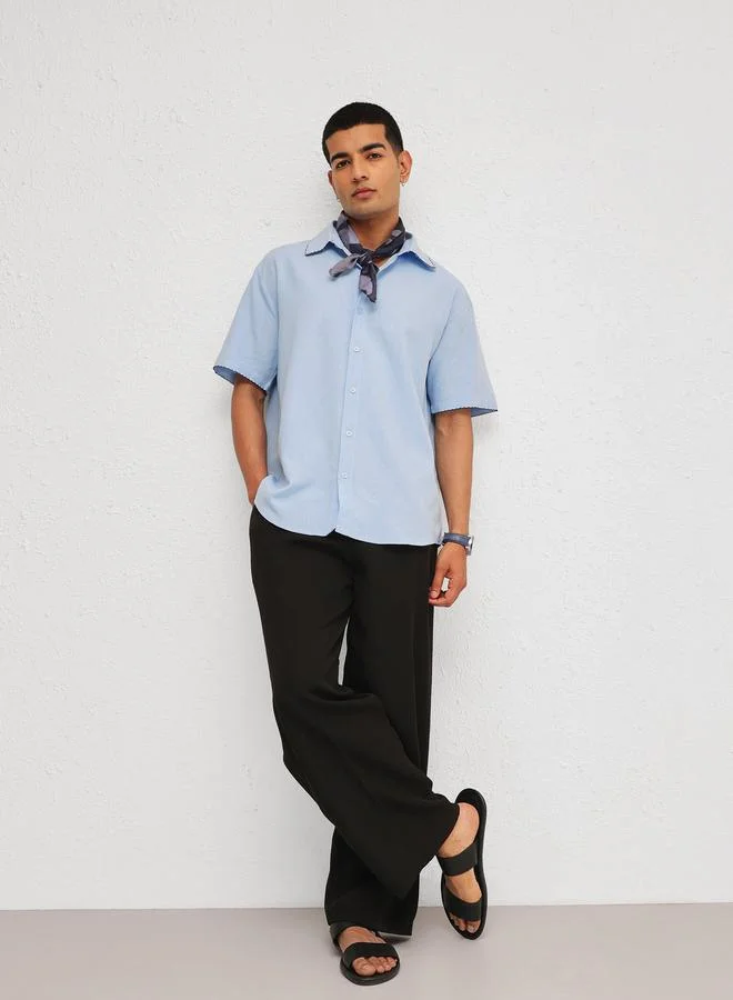 ساسافراس Men Linen Thread Detail Relaxed Fit Shirt