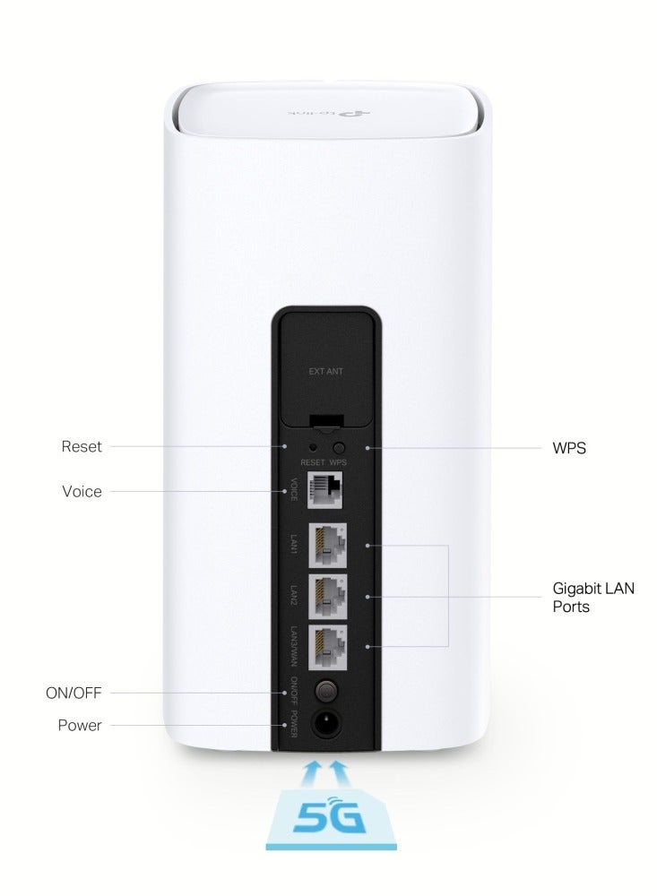 تي بي لينك NX510v 5G Router WiFi Mesh 3 x RJ45 RJ11 WiFi 6 AX3000 مفتوح يدعم جميع المشغلين باللون الأبيض - Image 3