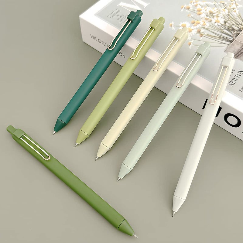 allydrew Retractable Black Ink Gel Pens, 0.5mm Fine Point, Stationery Supplies for Home and Office (Set of 6), Green - Image 4