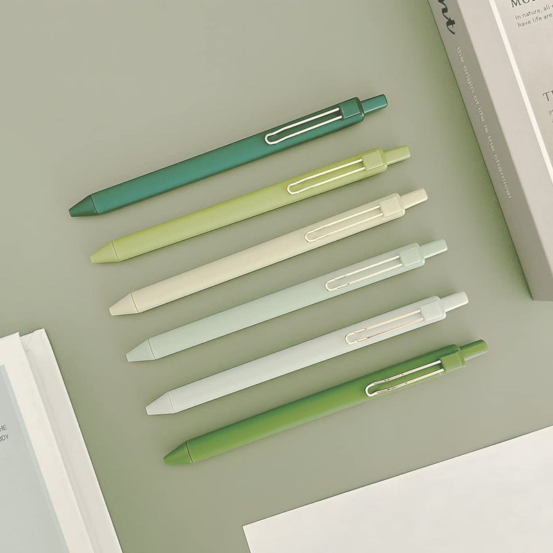allydrew Retractable Black Ink Gel Pens, 0.5mm Fine Point, Stationery Supplies for Home and Office (Set of 6), Green - Image 3