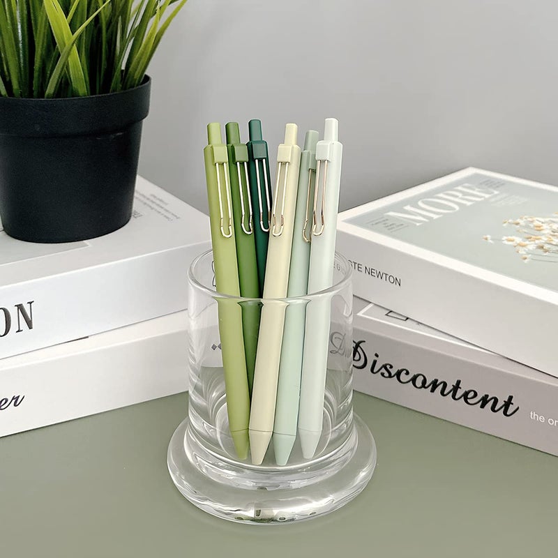 allydrew Retractable Black Ink Gel Pens, 0.5mm Fine Point, Stationery Supplies for Home and Office (Set of 6), Green - Image 5
