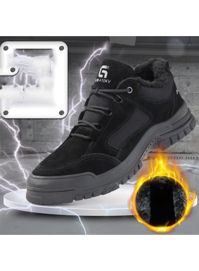 NIBEMINENT Labor Protection Shoes Men's Anti Smashing AntiPiercing Insulation Work Shoes Cowhide Solid Bottom Construction Site SafetyShoes - Image 1