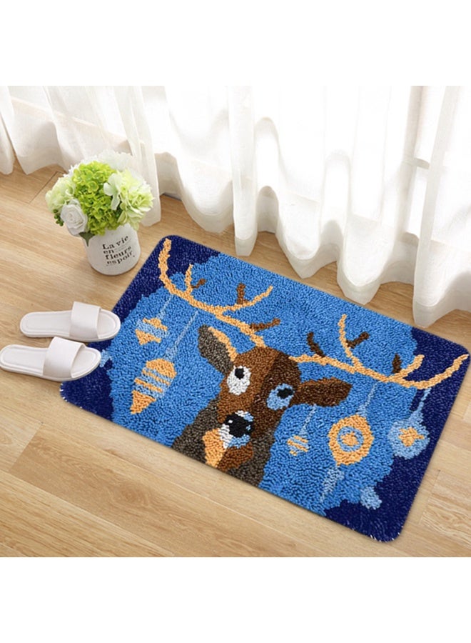 Embroidered rectangular mat, knitted door mat, carpet embroidery, entry door mat, hand embroidery DIY